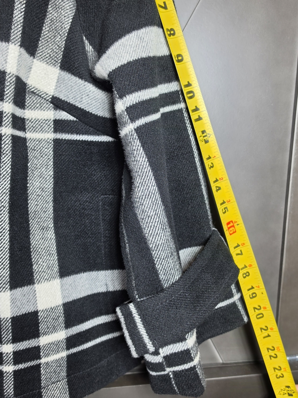 Ambition Black and White Plaid Pea Coat Womens L. A line. Swing - Picture 7 of 13